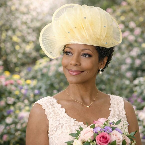 Cream Fascinator Pillbox Hat Organza VTG Church Tea Party Wedding Guest Derby main image 9